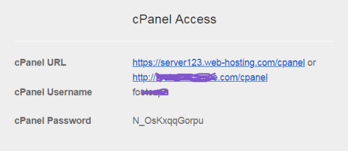 thông tin đăng nhâp cPanel