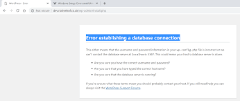 error establishing a database connection